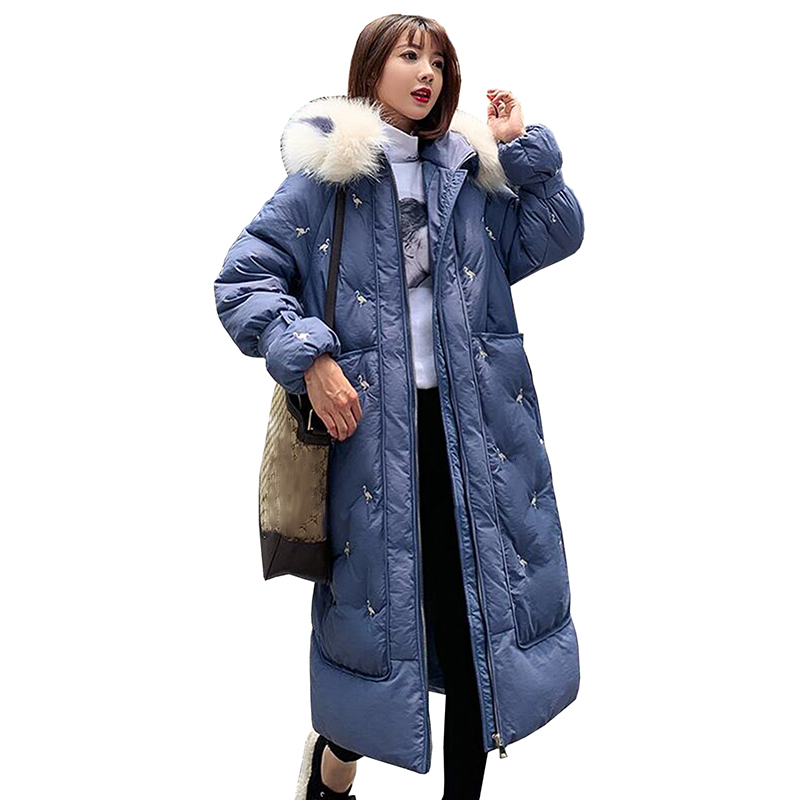 down Women Winter Jacket embroidery Fur Collar Casual Hooded Long Coat Cotton Padded Double Warm Parka Jaqueta Feminina, Black
down Women Winter Jacket embroidery Fur Collar Casual Hooded Long Coat Cotton Padded Double Warm Parka Jaqueta Feminina, Black