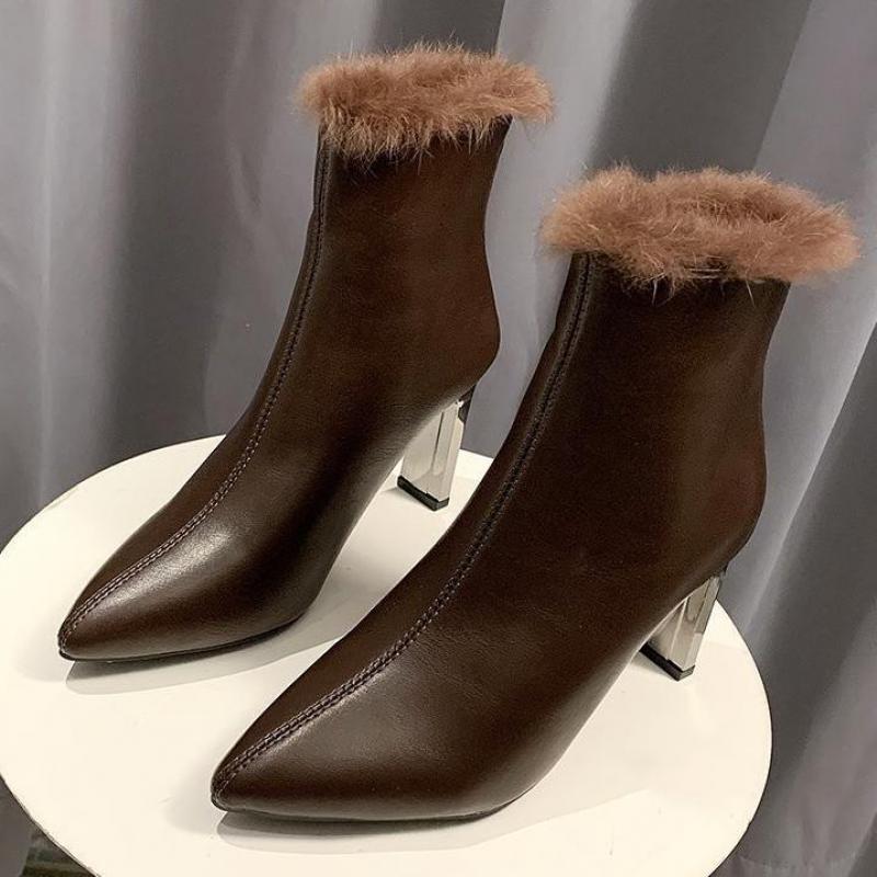 Boots Fur High Heels Pointed Toe Winter Quality Shoes For Women Botas Fashion Woman Zipper Square Heel, Black
Boots Fur High Heels Pointed Toe Winter Quality Shoes For Women Botas Fashion Woman Zipper Square Heel, Black