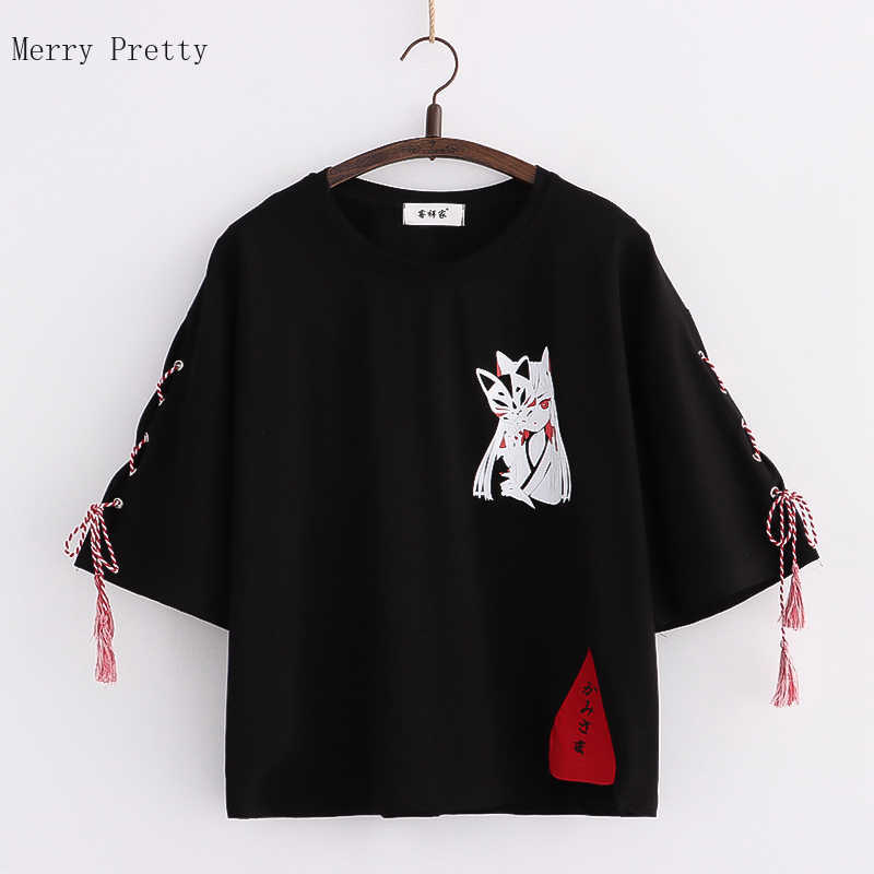 Women Graphic T Shirts Summer Harakuju Print Lace Up Clothes Short Sleeve O-neck Cotton Tee Sweet Style Kawaii Cute Tops 210526, Black
Women Graphic T Shirts Summer Harakuju Print Lace Up Clothes Short Sleeve O-neck Cotton Tee Sweet Style Kawaii Cute Tops 210526, Black