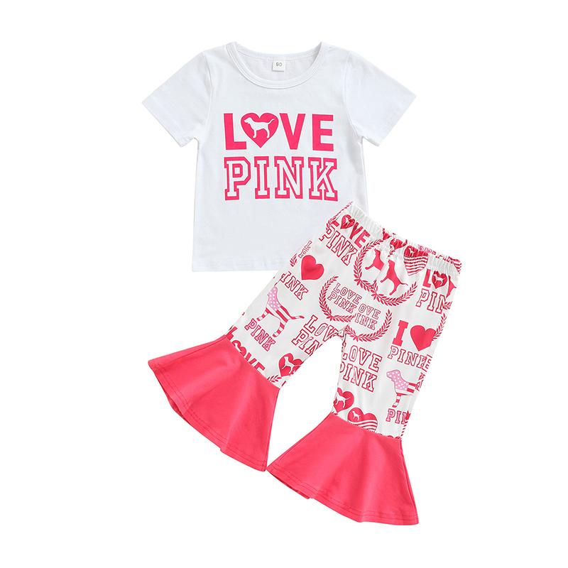 Clothing Sets 2Pcs Girls Valentine's Day Outfits, Letter Print Short-Sleeves T-Shirt + Patchwork Bell-Bottoms For Kids, 1-5 Years, White
Clothing Sets 2Pcs Girls Valentine's Day Outfits, Letter Print Short-Sleeves T-Shirt + Patchwork Bell-Bottoms For Kids, 1-5 Years, White