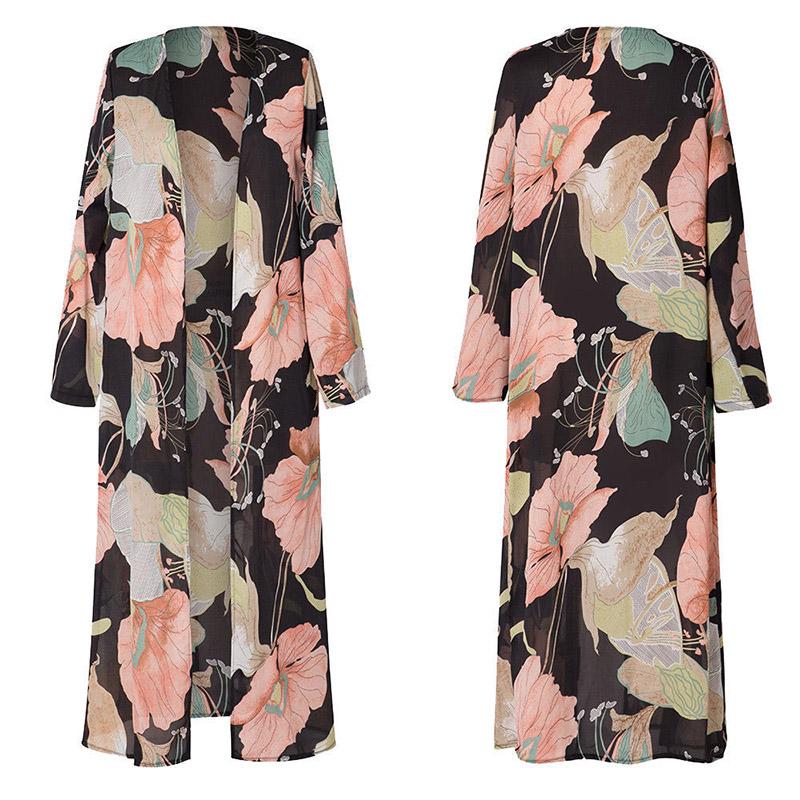 Women's Loose Blouses Summer Chiffon Shawl Kimono Long Sleeve Cardigan Sun Protection Tops Lady Shirts