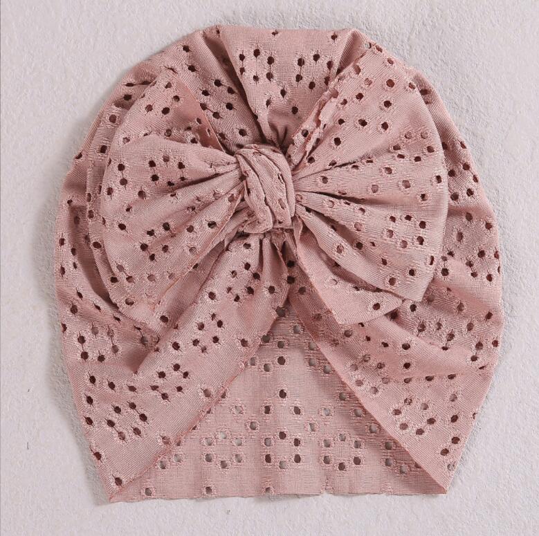 INS Candy Color Hollow Out Baby India Cap Elastic Cotton Soft Hair accessories Beanie Caps Infant Turban Hats 0-3T