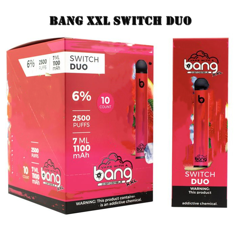 Bang XXL Switch Duo Disposable cigarettes 2in1 2500 puffs 7ml 1100mAh 6% Oil Pods 8 colors Vs AIR BAR MAX PUFF Flum Float
Bang XXL Switch Duo Disposable cigarettes 2in1 2500 puffs 7ml 1100mAh 6% Oil Pods 8 colors Vs AIR BAR MAX PUFF Flum Float