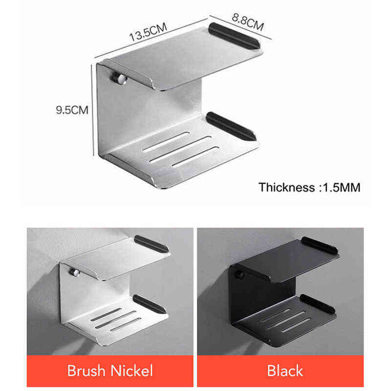 MOLI Punch Free Black Matte Bathroom Soap Holder Stainless Steel Soap Dish Wall Mounted Bath Bathroom Shelves Soap Basket MLE114 211119