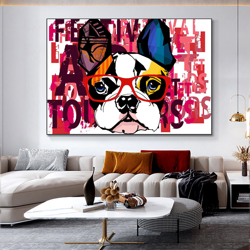 Graffiti Abstract Animal Posters Canvas Painting Funny Dog Pictures Canvas Prints Wall Art For Living Room Modern Home Decor