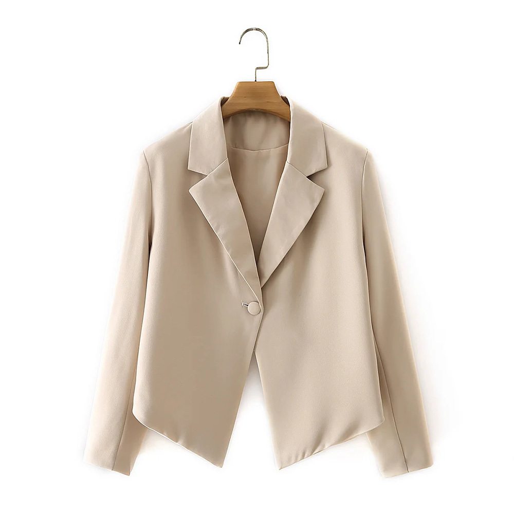 BBWM Women Cropped Blazer Long Sleeves Irregular hem Fashion design Casual Chic Lady Woman Blazer Suit 210520, Khaki
BBWM Women Cropped Blazer Long Sleeves Irregular hem Fashion design Casual Chic Lady Woman Blazer Suit 210520, Khaki
