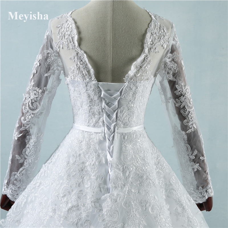 ZJ9065 2021 White Ivory Ball Gown Wedding Dresses Big Good Quality Appliqued Lace Tulle Girl Princess Size 2-26W