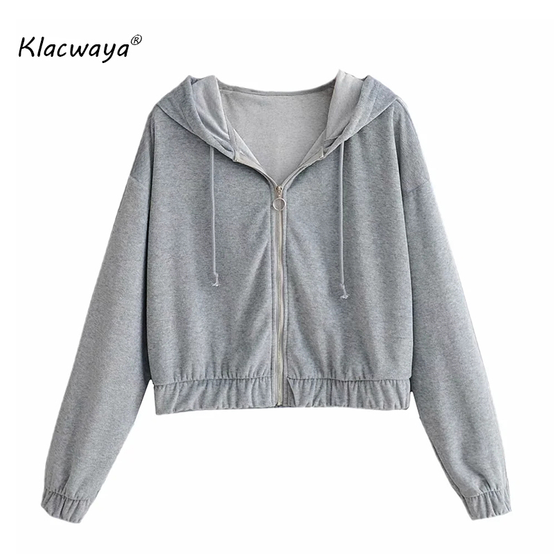 Women Vintage Stylish Gray Hooded Sweatshirts Long Sleeve Zipper Elastic Female Short Jackets Girls Chic Tops 210521, Dark grey
Women Vintage Stylish Gray Hooded Sweatshirts Long Sleeve Zipper Elastic Female Short Jackets Girls Chic Tops 210521, Dark grey