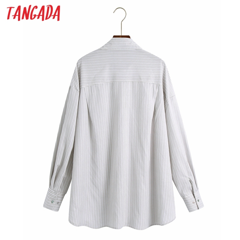 Spring Women Oversized Striped Print Blouse Long Sleeve Chic Female Lady Shirt Blusas Femininas 6Z57 210416