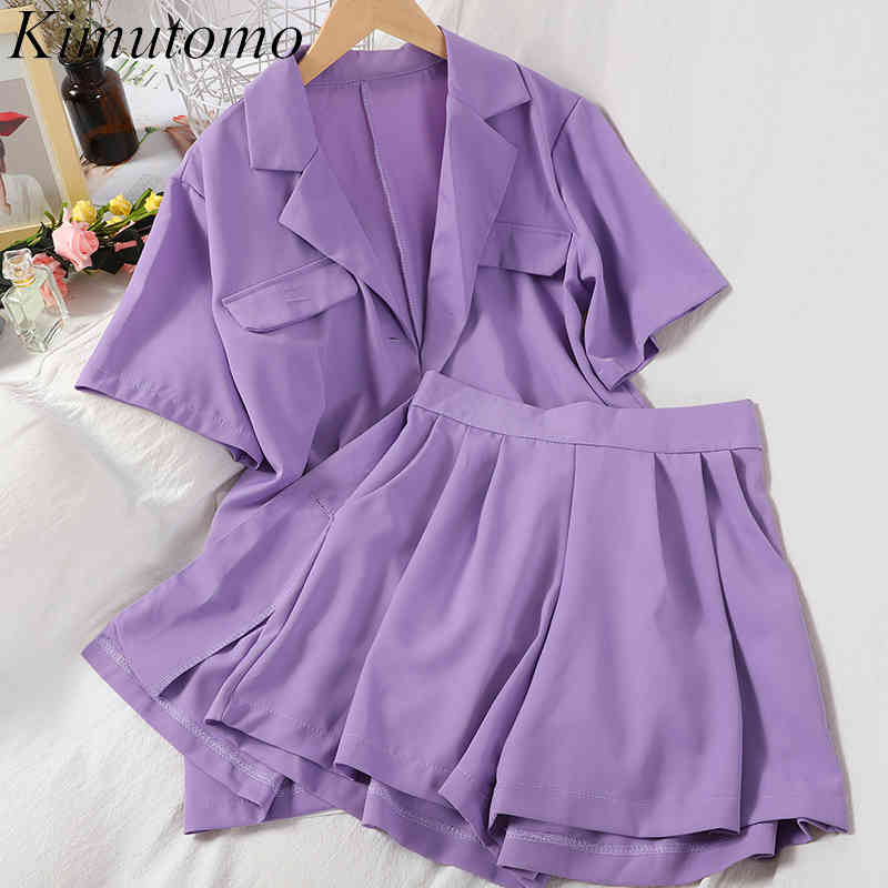 Kimutomo Stylish Suit Women Notched Collar Fake Pocket Top with High Waist Thin Shorts Gentle Wind Two-piece Set Girl Casual 210521, Purple
Kimutomo Stylish Suit Women Notched Collar Fake Pocket Top with High Waist Thin Shorts Gentle Wind Two-piece Set Girl Casual 210521, Purple