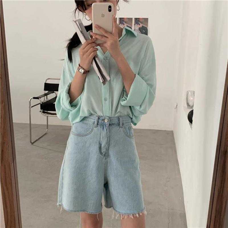 Genayooa Streetwear Biker Shorts Women Korean Style Summer Cotton Denim Jeans High Waist Cool Short Feminino Chic 210714