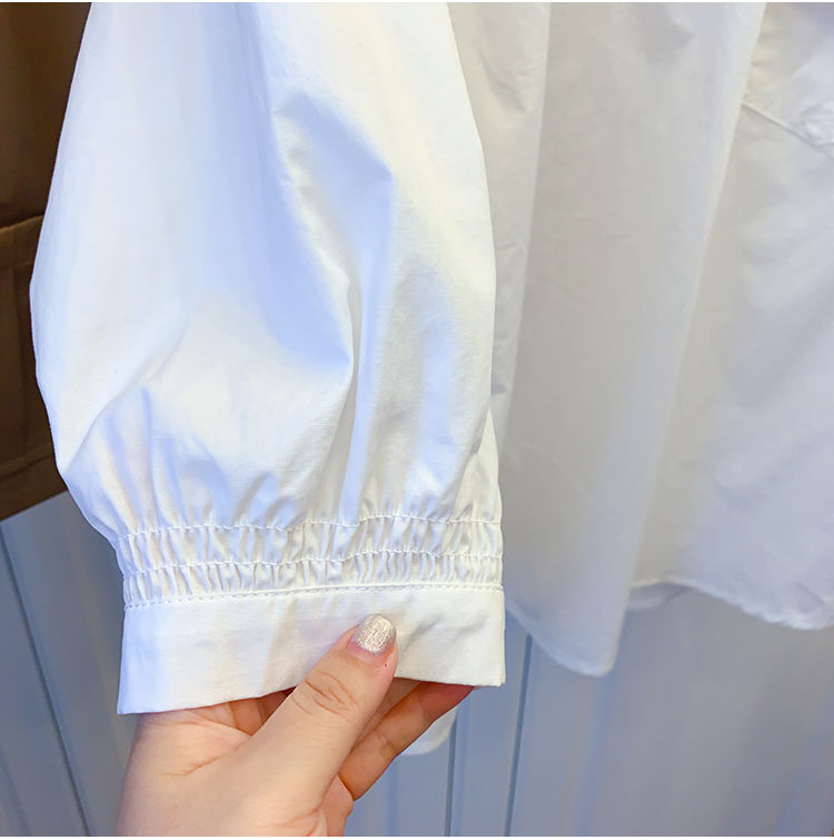 Nomikuma Half Puff Sleeve Doll Shirt Korean Solid Causal Pocket Patchwork Blouse Autumn Sweet Women Top Blusas Mujer 6C963 210427