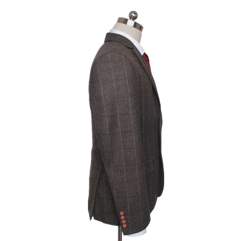 Fashion three piece men's formal business Plaid suit engagement British dress private customization (coat + Vest + pants)