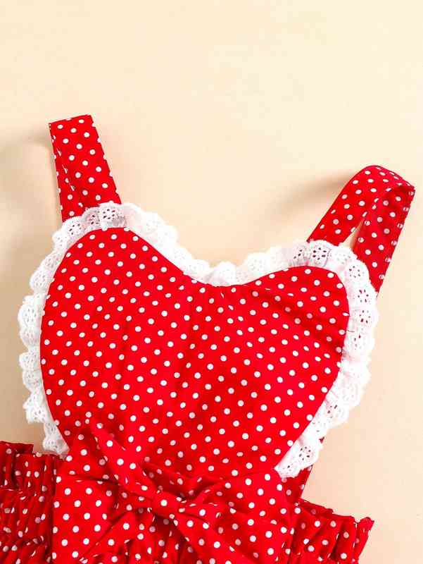 Baby Polka Dot Criss Cross Eyelet Embroidery Paperbag Waist Bodysuit With Headband Without Top SHE