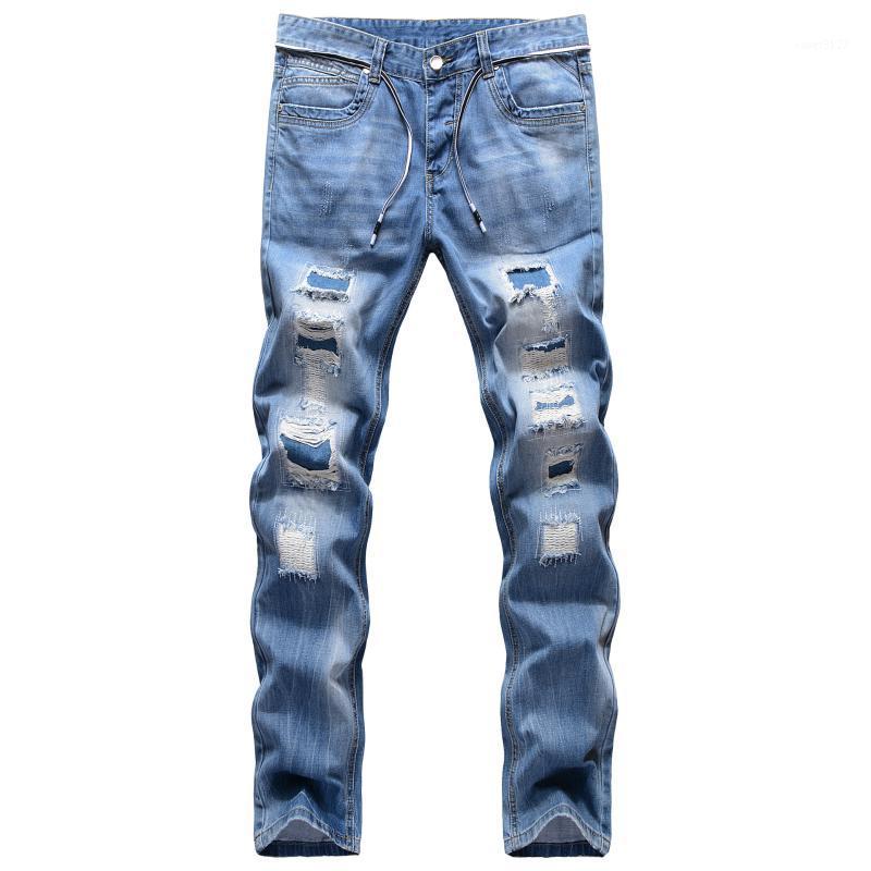 Men's Jeans Male Trousers Street Fashion Style Lanyard Cut Hole Exposed Cotton Yarn Bottom Denim Border Straight For Men, Blue
Men's Jeans Male Trousers Street Fashion Style Lanyard Cut Hole Exposed Cotton Yarn Bottom Denim Border Straight For Men, Blue
