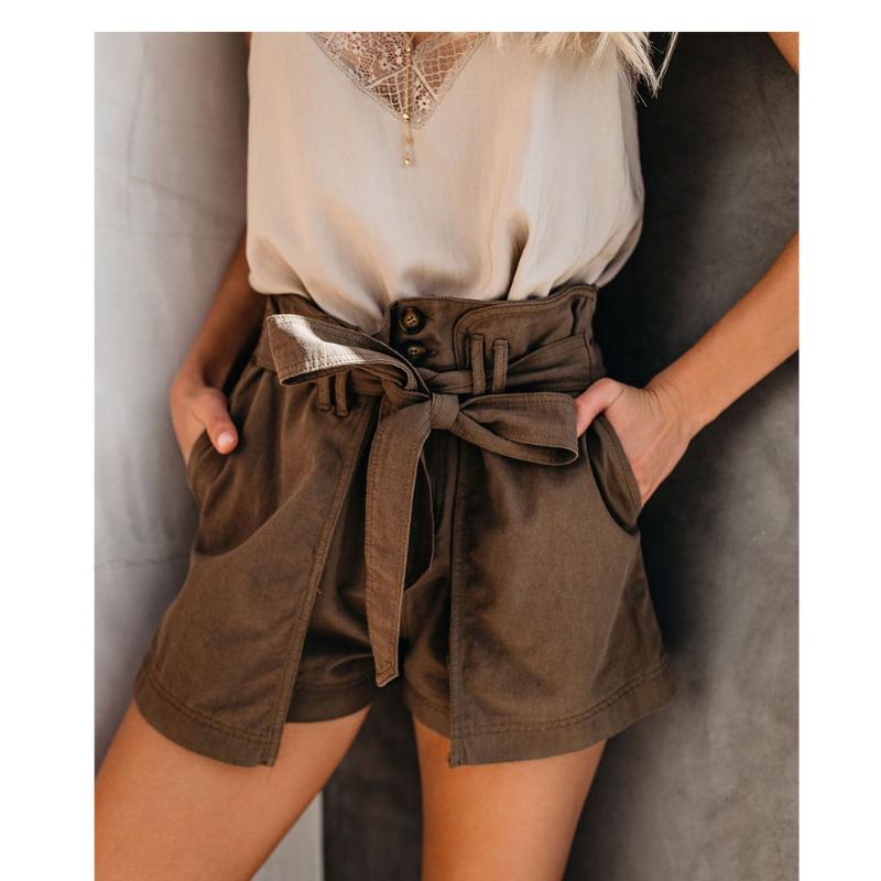 Summer Women's Shorts High-waisted Single-breasted Breeches With Wide Leg Made Of Cotton Show Slim Plus Size