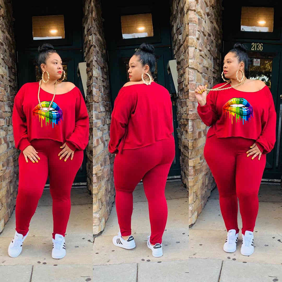 women designers clothes 2021 Fashion lips print tow pieces set autumn winter jogging suit plus size women clothes L-4XL, Mix or leave a message
women designers clothes 2021 Fashion lips print tow pieces set autumn winter jogging suit plus size women clothes L-4XL, Mix or leave a message