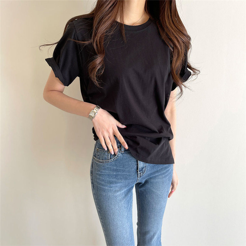 Summer Solid Students Brief Chic Streetwear Girls Women Loose Casual Femme Tops All Match Stylish Female T-Shirts 210421