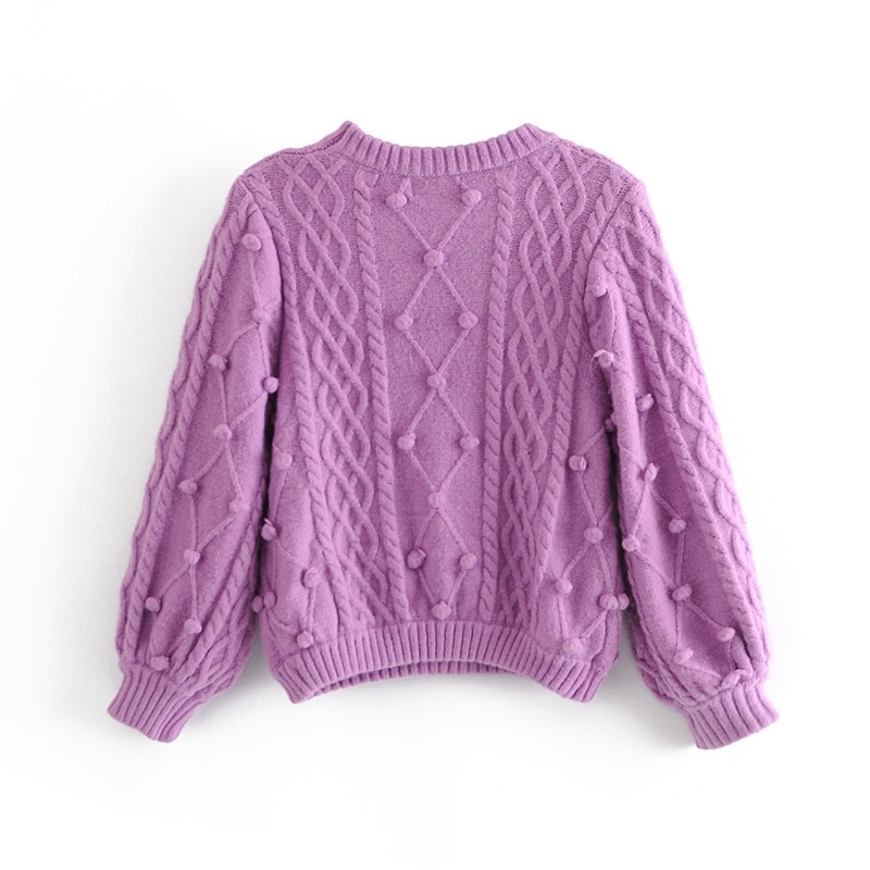 autumn winter fashion loose round neck ball decorative thread pullovers knitted sweaters for women jumpers tops 210508