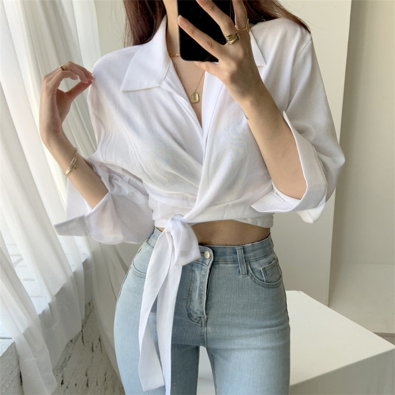 Stylish Women Solid High Waist Cross OL Elegance Thin Lady Sexy Chic Lace Up All Match Short Shirts 210421