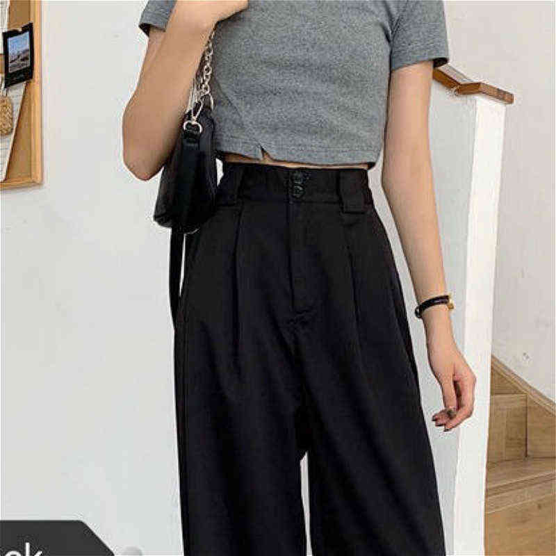 Straight Pants Women BF Style Chic Trendy Ladies Ankle-Length Trousers Summer All-match College Classic Teens Pantalones 211115