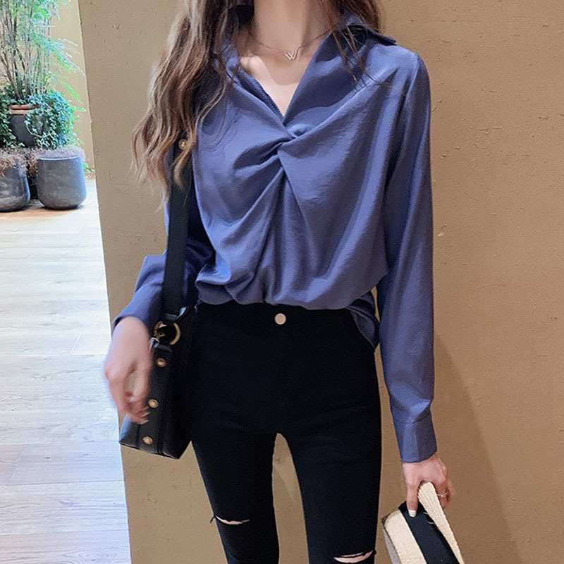 White Shirt Lady Long Sleeve Women's Blouse Spring Korean Temperament Loose Solid Top Bottom Blusas Mujer 12612 210427