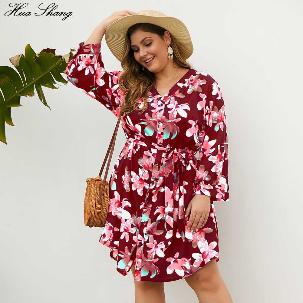Plus Size Floral Dress Women Summer V Neck Long Sleeve Pockets Casual Midi Dresses Big Size Ladies Boho Beach Dress 210630