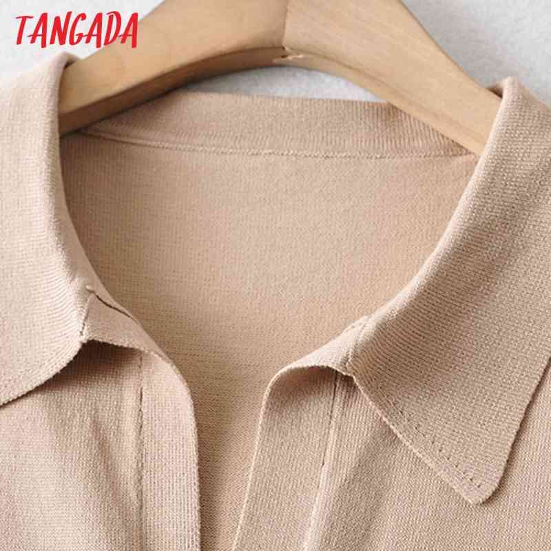 Women Fashion Khaki Knitted Sweater Jumper Short Sleeve Summer Female Pullovers Chic Tops AI48 210416