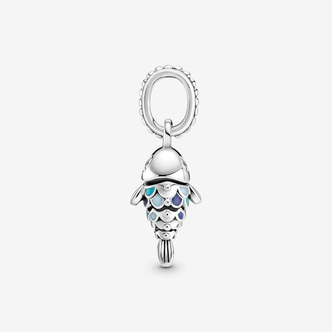 Authentic 925 Silver Beads Bracelets Sparkling Blue Scaled Fish Dangle Charm Slide Bead Charms Fits European Style Jewelry Bracelets Murano