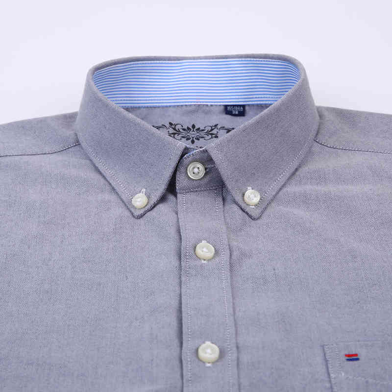 Men's Summer Casual Short Sleeve Thin Oxford Shirts Contrasting Neckband Breath Premium Quality Regular-fit Button-down Shirt 210410