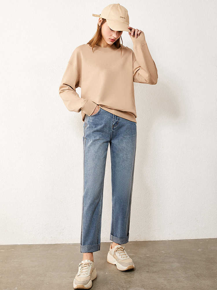 Minimalism Winter Fashion Women's Jeans Causal High Waist Patchwork Straight Female Pants Cotton Women Trousers 12040843 210527