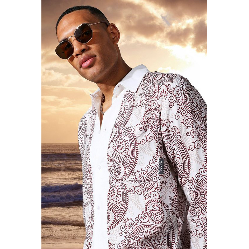 Gear pattern men's long-sleeved shirt high quality comfortable fit fashion travel office entertainment, White;black
Gear pattern men's long-sleeved shirt high quality comfortable fit fashion travel office entertainment, White;black