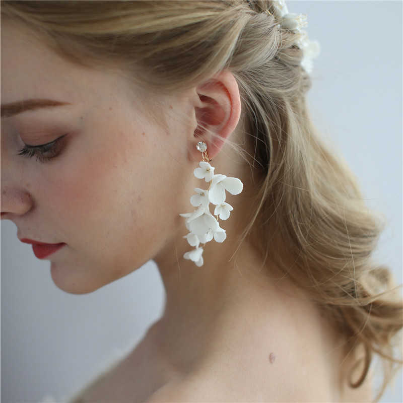 Ins Sell Delicate Porcelain Flower Wedding Hair Jewelry Ceramic Floral Bridal Comb Pins Handmade Women Prom Headpiece 210707