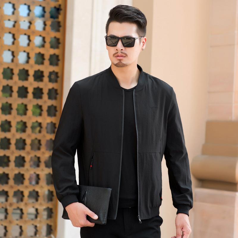 Men's Jackets Mens Spring Business Gentleman Casual Coats Solid Color Sportswear Stand Collar Bomber Jacket Slim Baseball Uniforms