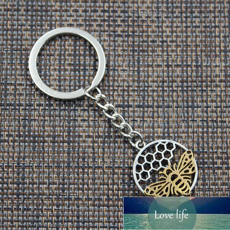 New Keychain 29x25mm Gold Bee Honeycomb Honeybee Pendants DIY Men Car Key Chain Ring Holder Keyring Souvenir Jewelry Gift Factory price expert design 