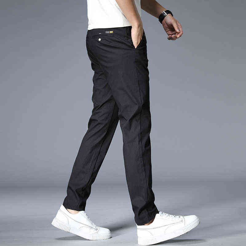 Men's Trousers Autumn Winter Green Solid Color Fashion Cotton Pocket Applique Full Length Casual Work Pants Pantalon 211112