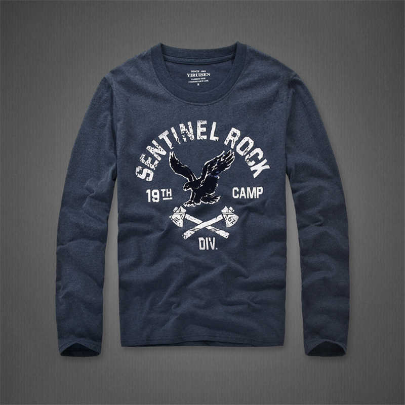 T shirt men 100% cotton embroidery long sleeve Tshirts O-Neck tops high quality 210707