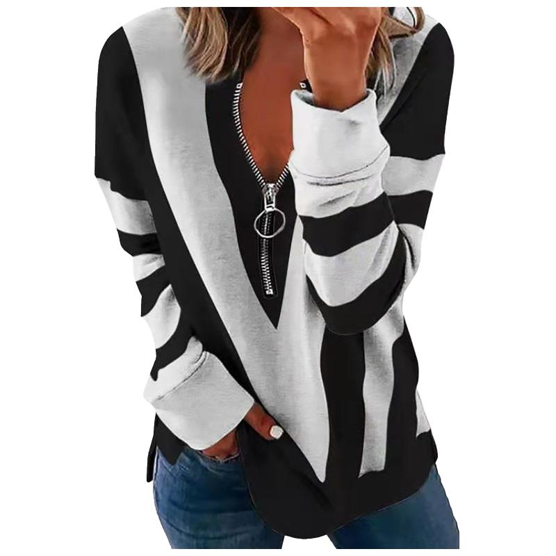 Women' Blouses & Shirts Plus Size Blouse Autumn And Winter V-neck Zipper Stripes Printed Long Sleeve Tops Shirt Blusas Mujer De Moda 2021
Women' Blouses & Shirts Plus Size Blouse Autumn And Winter V-neck Zipper Stripes Printed Long Sleeve Tops Shirt Blusas Mujer De Moda 2021