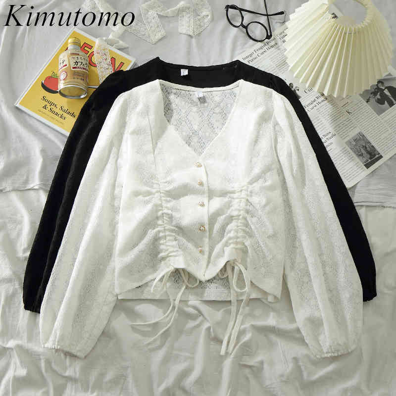 Kimutomo V-neck Drawstring Blouse Women Summer Korean Elegant Long Sleeve Single Breasted Short Shirt Women's Fashion 210521, Black
Kimutomo V-neck Drawstring Blouse Women Summer Korean Elegant Long Sleeve Single Breasted Short Shirt Women's Fashion 210521, Black