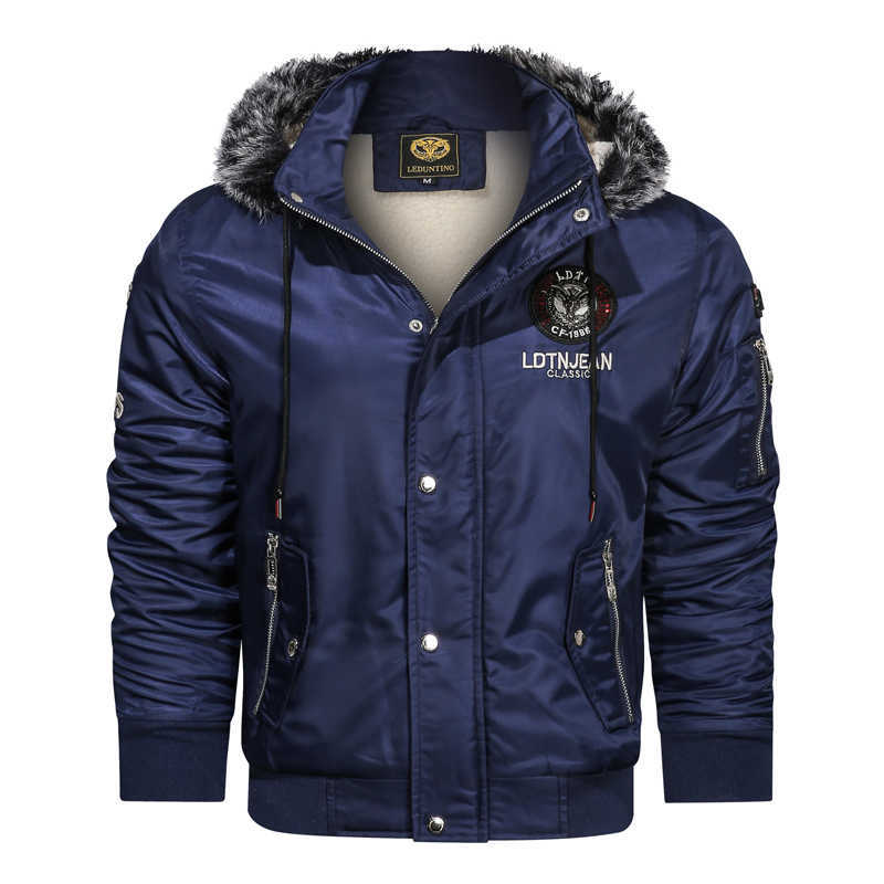 Mens Outdoor Vintage Parkas Waterproof Hat Detachable Men Thick Jacket Coat Patchwork Waterproof Pockets Mens Clothing 211014