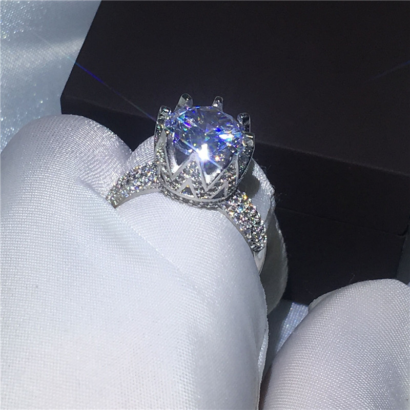 Queen Crown 4ct Lab Diamond Ring 925 sterling silver Engagement Wedding band Rings for Women Bridal Anniversary Party Jewelry