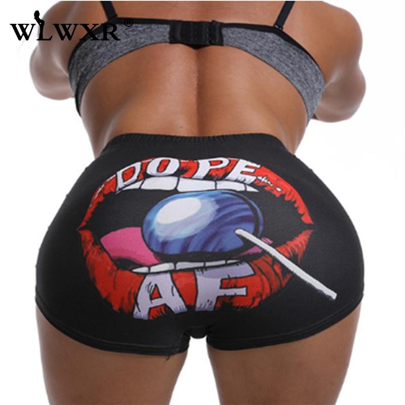 Print Summer Sweat Biker Shorts Women Fitness High Waist Candy Female Sexy Bodycon Gushers Snack Booty 2021 Women's
