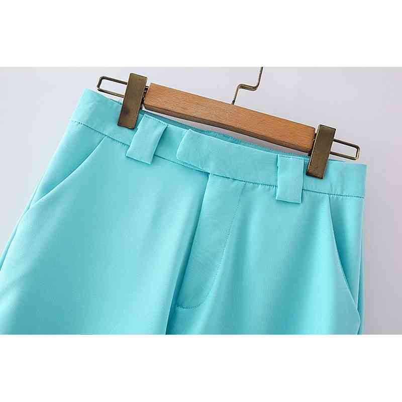 fashion women soild blue shorts summer ladies high waist female zipper feminine girls chic clothes 210430