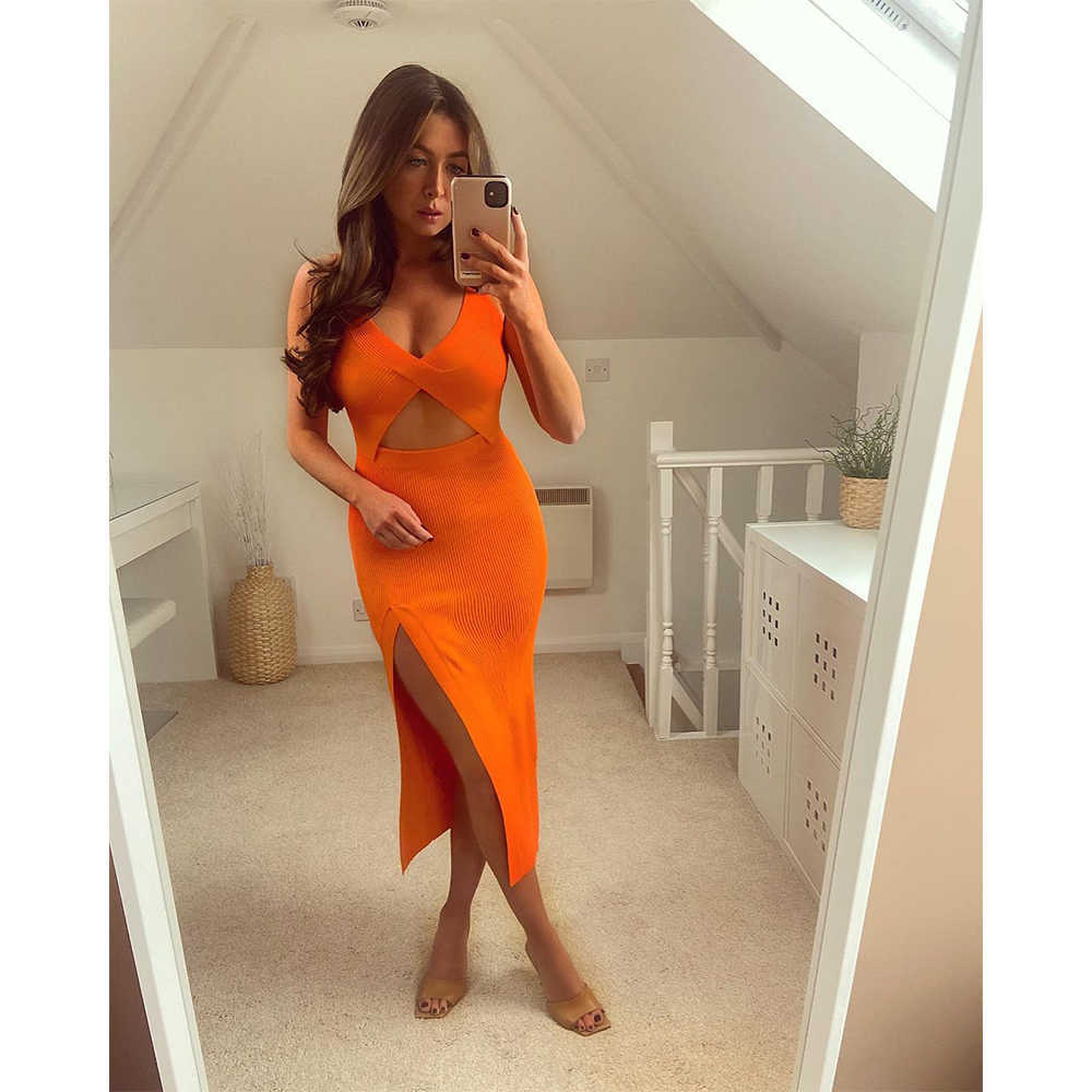 2021 New Summer Women Hollow Out Dress V-neck elegant Casual Fashion Chic Lady Woman slit Knitted Midi dress Y0603, Orange
2021 New Summer Women Hollow Out Dress V-neck elegant Casual Fashion Chic Lady Woman slit Knitted Midi dress Y0603, Orange
