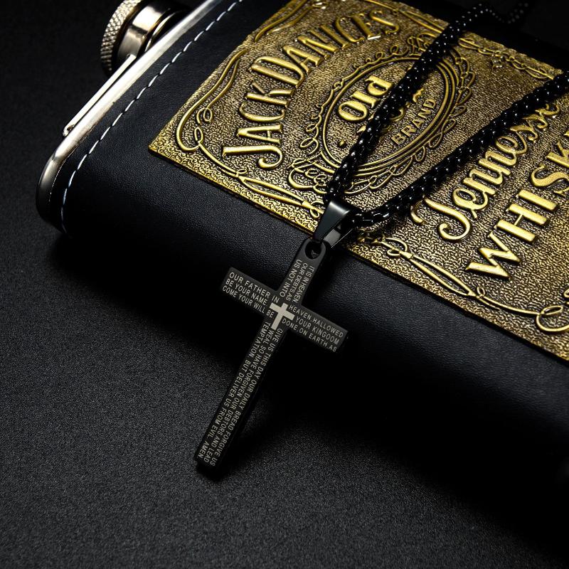 Pendant Necklaces Vintage Cross Scripture Necklace Titanium Steel For Men Stainless Chain 55cm
Pendant Necklaces Vintage Cross Scripture Necklace Titanium Steel For Men Stainless Chain 55cm