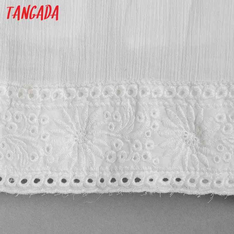 Summer Women White Embroidery Romantic V Neck Short Sleeve Ladies Mini Dress Vestidos 6H6 210416
