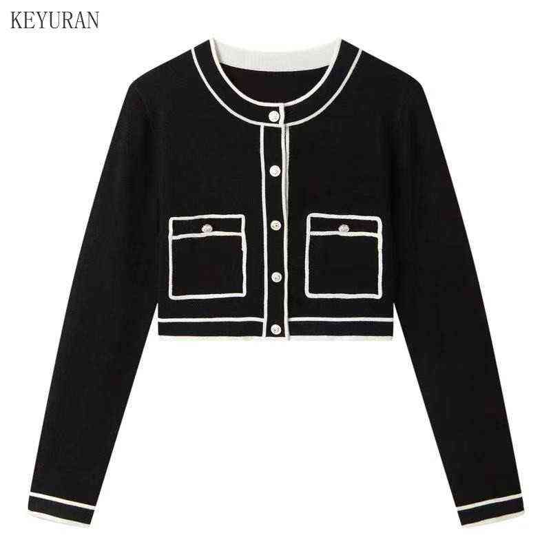 Runway Sweater Cardigan Women Spring Round neck Single Breasted Pink/Red Knitted Jacket Ladies Elegant Knitting Outwear Top 211109