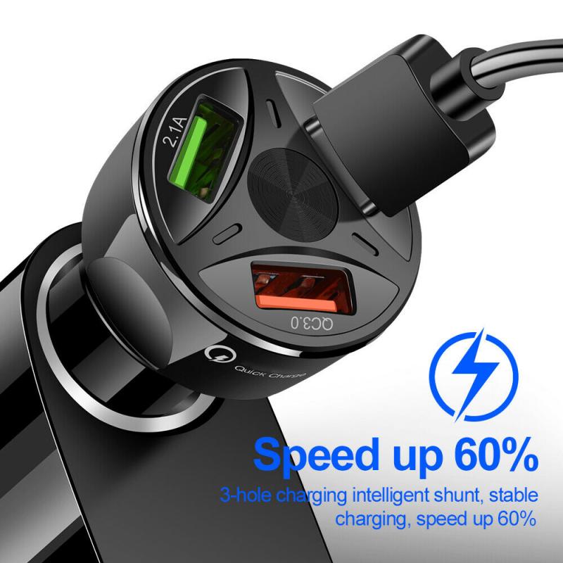3 USB Car Charger Splitter Adapter for Mobile Phone DVR GPS MP3 Charg 12V-24V Charger Auto QC 3.0 Quick Charge TSLM1