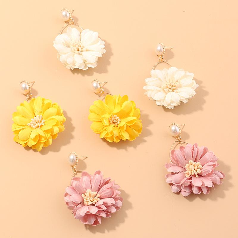 Dangle & Chandelier European And American Jewelry Fashion Fabric Flower Earrings All-match Chrysanthemum Pearl, Silver 
Dangle & Chandelier European And American Jewelry Fashion Fabric Flower Earrings All-match Chrysanthemum Pearl, Silver