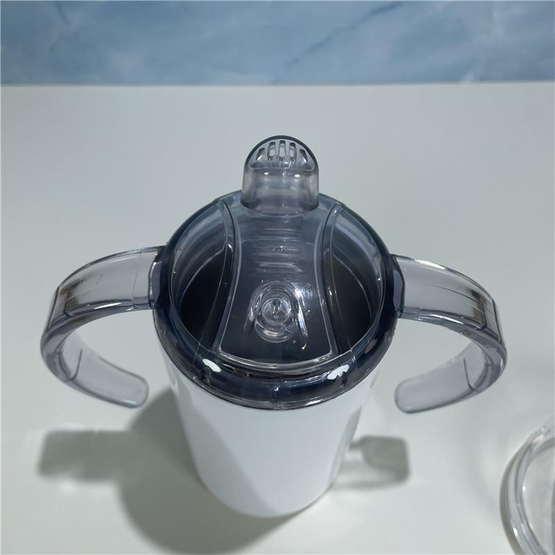 US Warehouse! 12oz Sublimation STRAIGHT sippy cup Subliamtion baby cup kids tumbler Stainless Steel tumbler with handle Sucker Cup TWO LIDS!!!